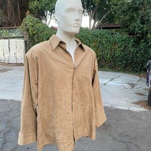 VTG Kenneth Cole Reaction Faux Suede brown dress shirt, 17.5  32-33 XL